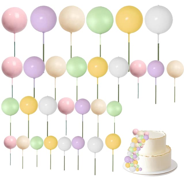 Gleevio Tortendeko Kugeln Cake Topper, 47 Stück Macaron Mini-Ballons Kuchen Deko, Kugeln Tortendeko Geburtstag, Cupcake Topper Mini-Ballons DIY-Dekoration für Hochzeit Babyparty Kuchendeko