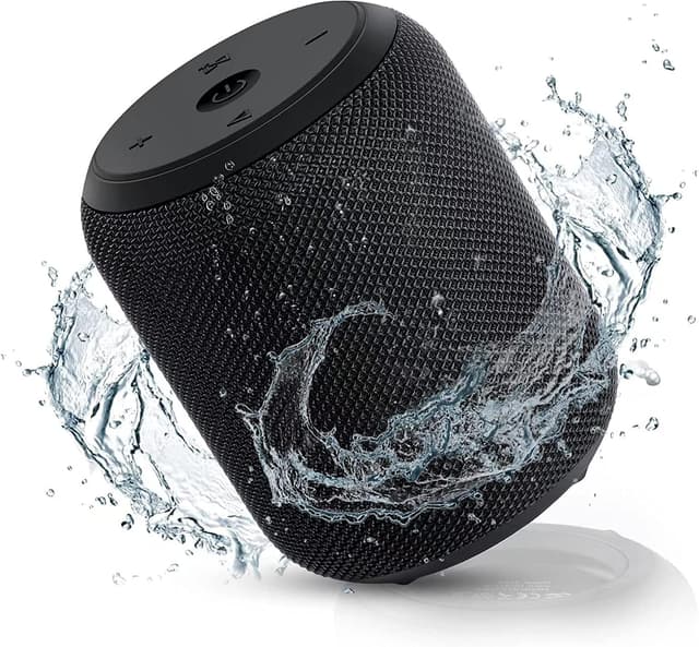 NOTABRICK Bluetooth Lautsprecher mit IPX67 Wasserdicht, Tragbarer 5.0 kabelloser Klein Musikbox, Bass Stereo TWS, 15H Akku Speaker für Zuhause Draußen Strand Reisen Metallisch Schwarz