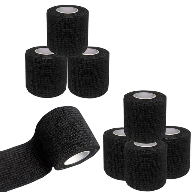 8 Rollen Selbstklebender Verband Bandage, 5cm*4,5m Verband Selbstklebend, Elastischer Fixierbinde Haftbandage Kohäsive Bandage Elastische Binde für Sport Vet Wrap Pet für Katze,Hund,Pferd 8 Rollen Schwarz