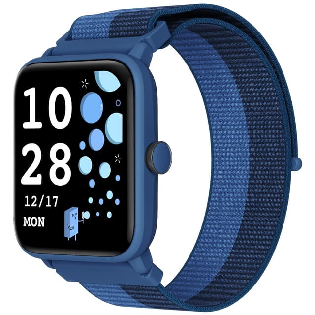 BIGGERFIVE Smartwatch Kinder, Fitness Tracker Uhr Digitale Fitnessuhr mit Schrittzähler, 24/7 Puls, 5ATM Wasserdicht, Schlaf-Monitor, Wecker, 1,5" HD-Touchscreen für Mädchen Jungen 3-14, Nylon Dunkelblau
