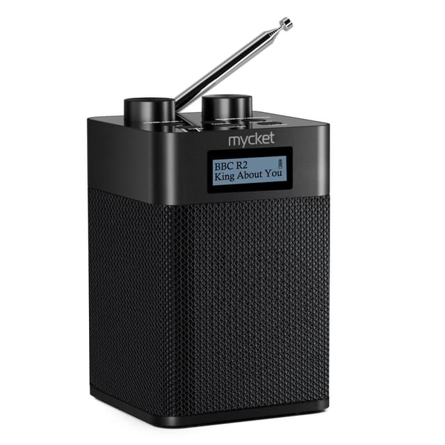 Mycket Tragbares DAB/DAB+ Radio, UKW Digital Radio mit 2025 Neuesten Signalempfängertechnologie, FM Wiederaufladbar Radios mit Bluetooth 5.0/U-Disk, Dual Wecker, 80 Voreingestellte, LED Display Schwarz