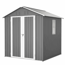 Thanaddo Metall Gerätehaus Gartenhaus 185x182x191cm, Geräteschuppen mit Fenster & Satteldach, wetterfest Gartenschuppen Inkl. Metallfundament (ohne Boden) für Outdoor Garten Terrasse, Grau Grau M Angebot bei HelloDeals