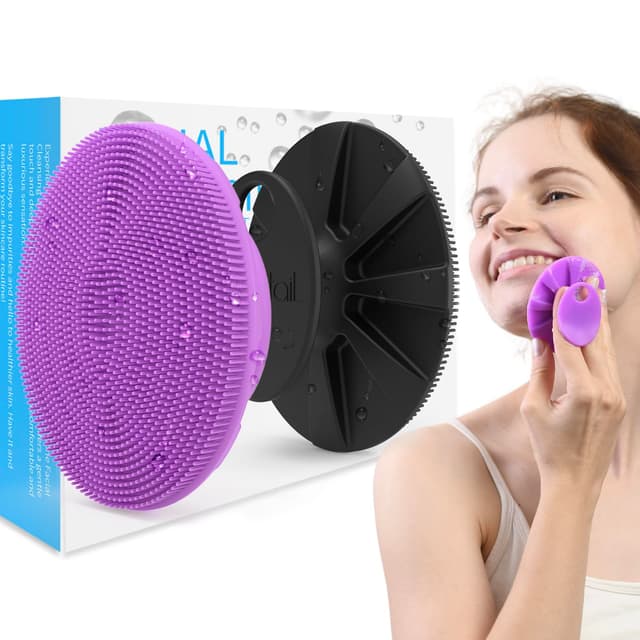 BEAUTAIL Silikon Gesichtsschrubber, 2 Stücke, manuelle Gesichtsreinigungsbürste, sanftes Gesichtspeeling für empfindliche Haut, Hautpflege Peeling Gesichtsbürste für Männer und Frauen, Schwarz+Lila Gesichtsbürsten Schwarz+lila