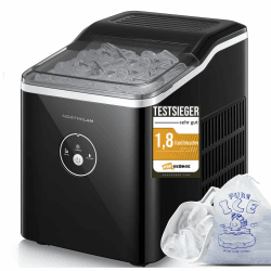 Eiswürfelmaschine Testsieger 2024, 14 kg 24 Stunden, 9 Eiswürfel in 6-8 Minuten, Gerauscharmer Betrieb, 120W Ice Maker mit Schaufel u. Korb, Eiswürfelbereiter Klein für Zuhause, Büro Schwarz Angebot bei HelloDeals