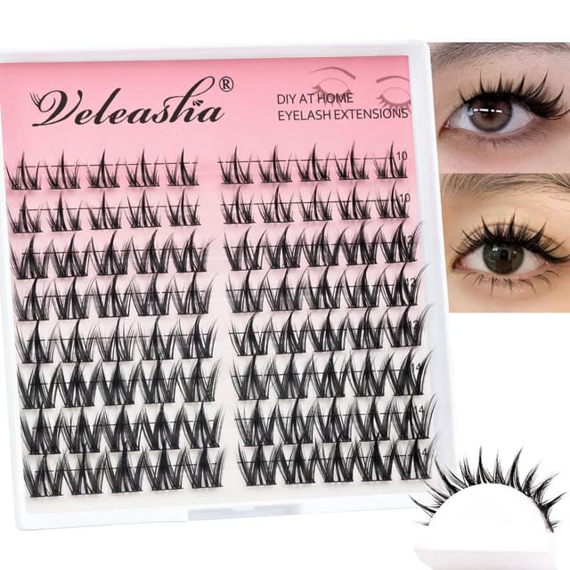 Veleasha Manga Wimpernsträhnen 80PCS Anime Wimperncluster C Curl Stachelige Clusterwimpern Natürliche Wimpernsträhnen Wimpernverlängerung DIY zu Hause pestañas postizas (Begonia C-10-14MIX) Begonia-80pcs