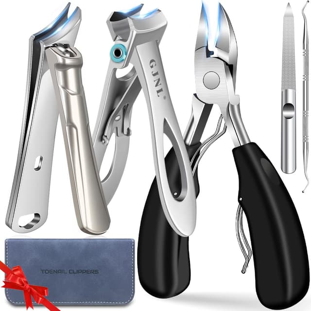 Nagelknipser für Senioren dicke Zehennägel, 16mm/37mm breite Öffnung Heavy Duty Zehennagelknipser für Männer dicke Nägel, 45 Grad scharfe abgeschrägte gebogene Klinge eingewachsene Nagelzwicker Silbrig