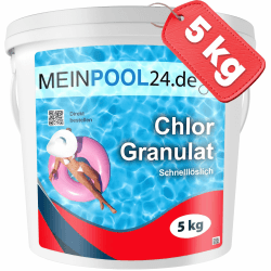 5 kg MEINPOOL24.DE Chlorgranulat schnelllöslich 56% AKTIVCHLOR POOLCHEMIE - Deutsche Markenqualität - Sichere und schnelle Desinfektion - für Pools, Aufstellpools, Whirlpools, Planschbecken Angebot bei HelloDeals