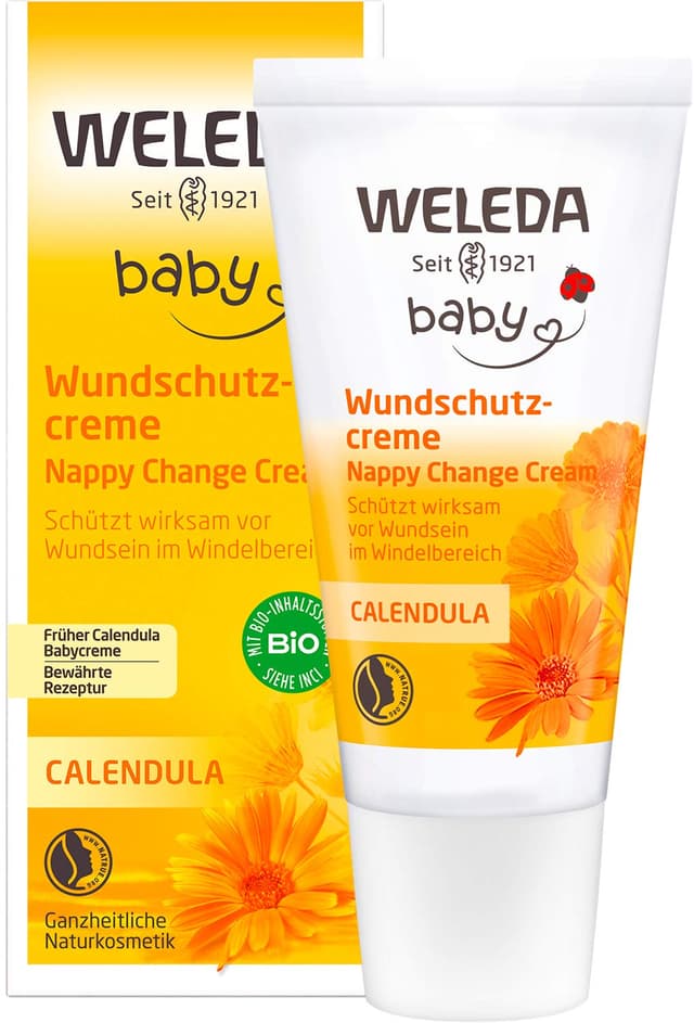 WELEDA Bio Baby Calendula Wundschutzcreme 30ml - Naturkosmetik Babypflege Windelcreme schützt empfindlicher Babyhaut im Windelbereich. Natürliche Hautpflege hilft bei gereizter Haut & Windelausschlag Transparent 30 ml