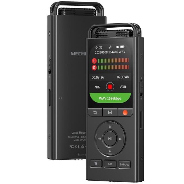 MECHEN 144GB Diktiergerät Digital, Sprachaktiviertes Aufnahmegerät, 3072Kbps HD Audio, Rauschunterdrückung, VOR Modus, Passwort & Musikwiedergabe, USB C, AB Repeat (V06)