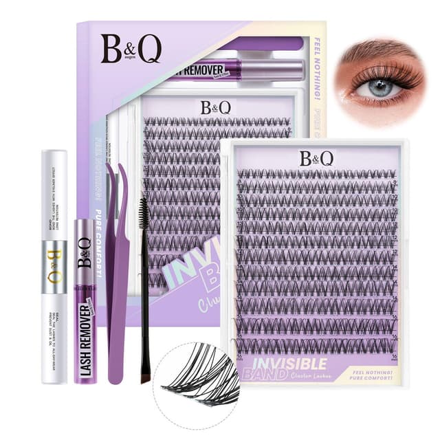 B&Q Lashes Extension Set 144PCS Unsichtbares Band Lash Clusters 8-16MIX Unsichtbare Wimpern Extensions Set 7 tage halt Venus Style D curl Lazy Girl Wimpern Set(Venus 8-16mix) Set Venus-8-16MIX