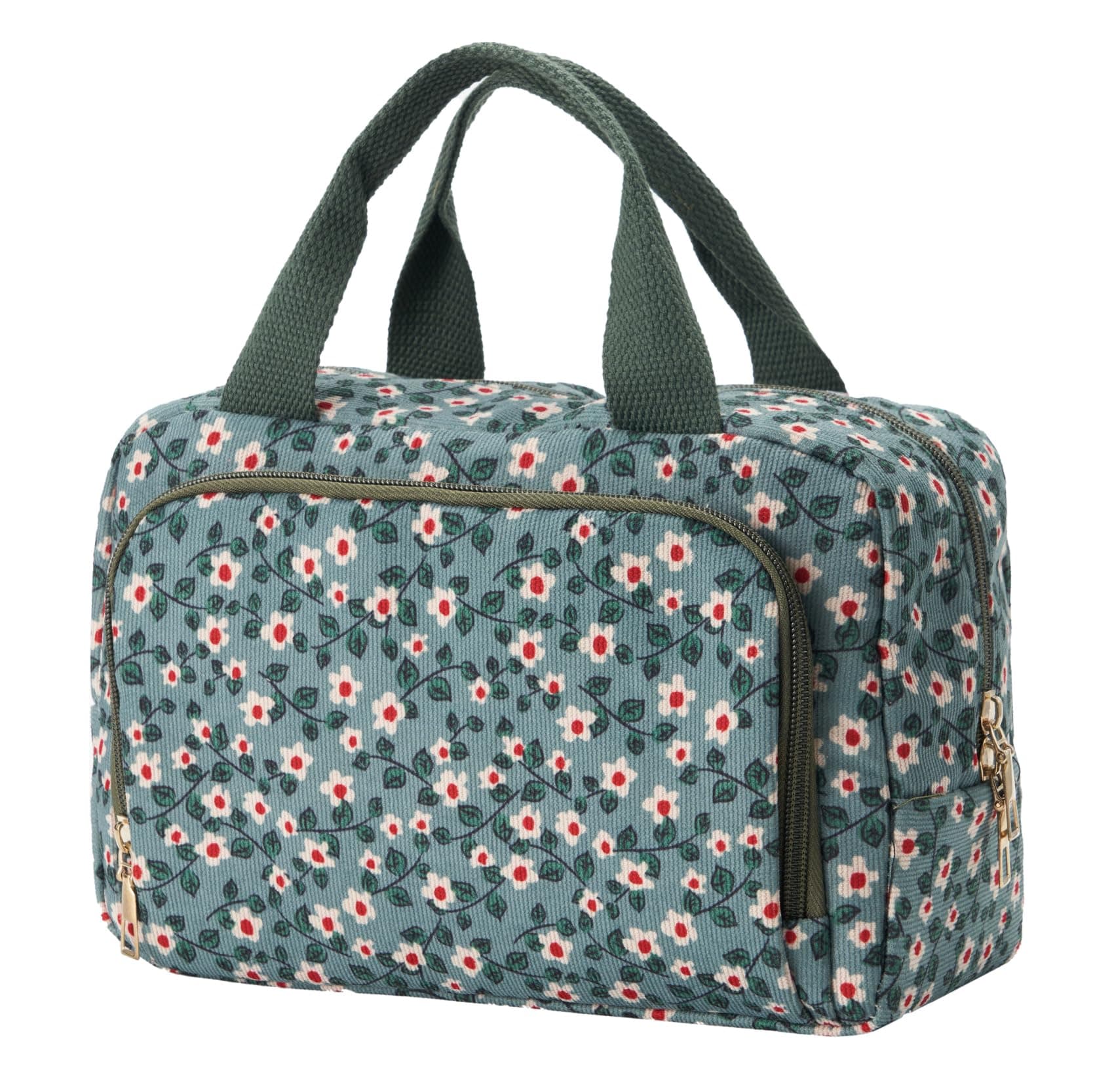 Funtlend Cord Kulturtasche Damen Kosmetiktasche Mit Vielen Fächern - Reise Waschtasche Make-up Tasche für Mädchen und Travel