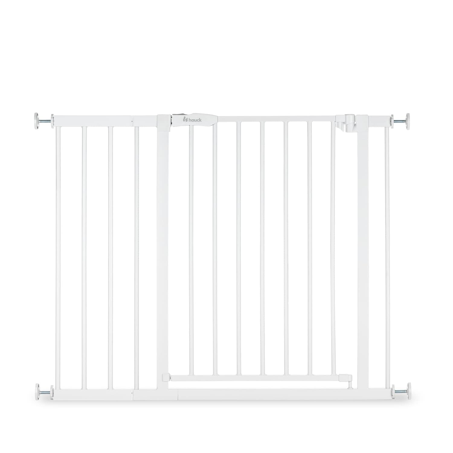 hauck Open N Stop 2, Weiß– Schutzgitter Treppe und Tür 96–101 cm – Kindersicheres Absperrgitter ohne Bohren – Manuelle 1 Hand Öffnung – nur für Innen