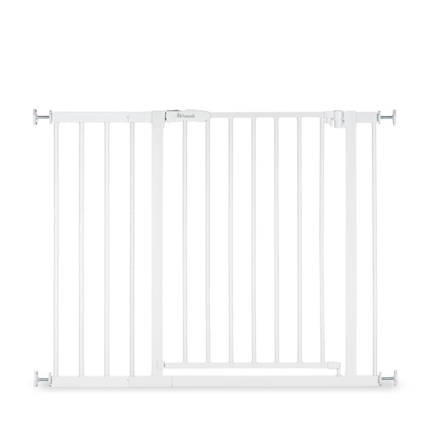 hauck Open N Stop 2, Weiß– Schutzgitter Treppe und Tür 96–101 cm – Kindersicheres Absperrgitter ohne Bohren – Manuelle 1 Hand Öffnung – nur für Innen