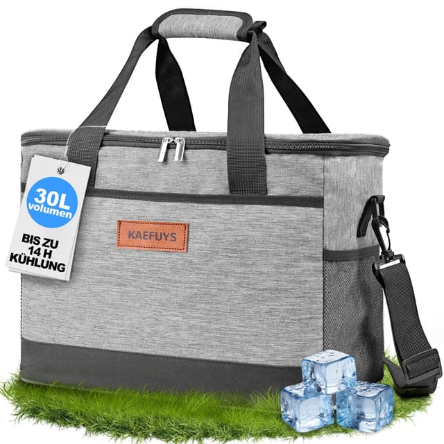 KAEFUYS Kühltasche 30L+14h Kühlung Thermoisoliert Tragbar Faltbar Wasserdicht Groß Picknicktasche für Einkaufen Auto Büro Camping Outdoor Reisen Lebensmitteltransport Proviant Familie Grillen