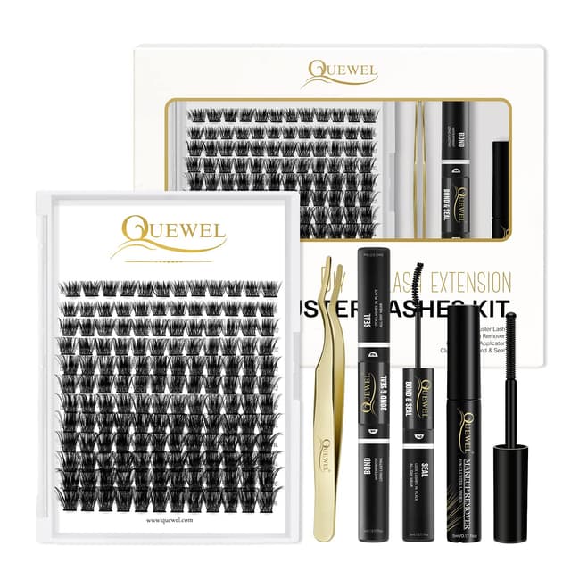 QUEWEL 144 Pcs DIY Wimpern-Extensions, Lash-Extension mit langanhaltenden Cluster-Lashes Bond und Seal, natürliche Lash-Cluster für Anfänger zu Hause (QU-H-DH-05) 1 stück (1er Pack) FD05