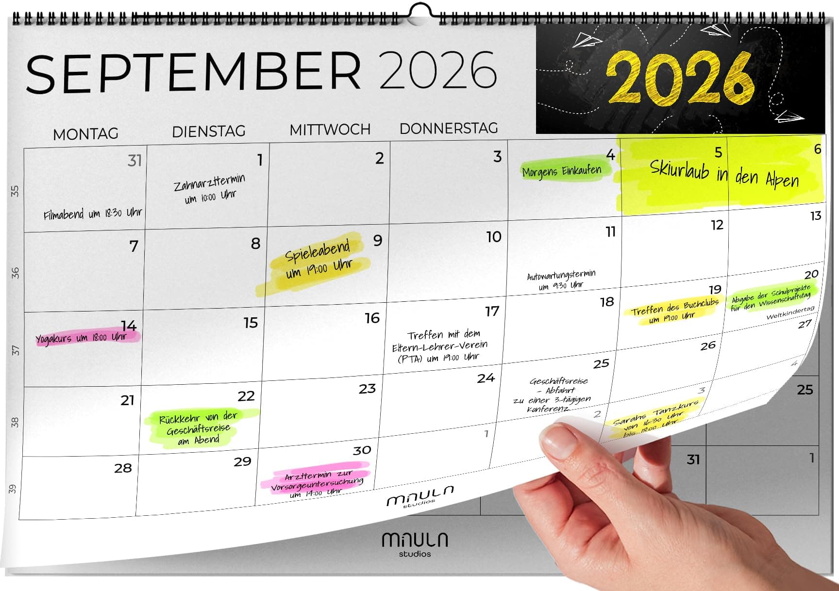 Wandkalender 2026 A4 – Jahresplaner Monatsplaner 18 Monate Juli 2025 bis Dezember 2026 – Monatsübersicht Kalender für Büro Schule Familie Zuhause – Familienkalender Organisation Arbeit Urlaub Planer Schwarz-Weiß