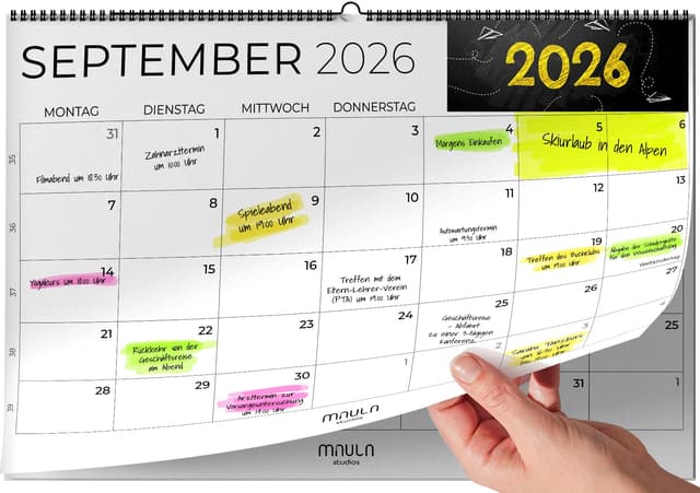 Wandkalender 2026 A4 – Jahresplaner Monatsplaner 18 Monate Juli 2025 bis Dezember 2026 – Monatsübersicht Kalender für Büro Schule Familie Zuhause – Familienkalender Organisation Arbeit Urlaub Planer Schwarz-Weiß