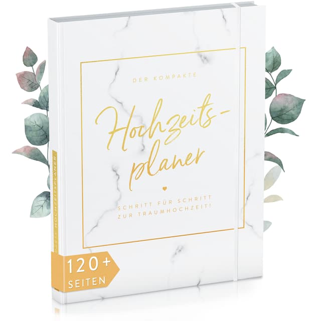 TWIVEE - Der kompakte Hochzeitsplaner - Wedding Planner - deutsch - über 120 Seiten - Organizer für Eure Trauung - Buch zur Hochzeit - Ideales Verlobungsgeschenk Gold-Weiß