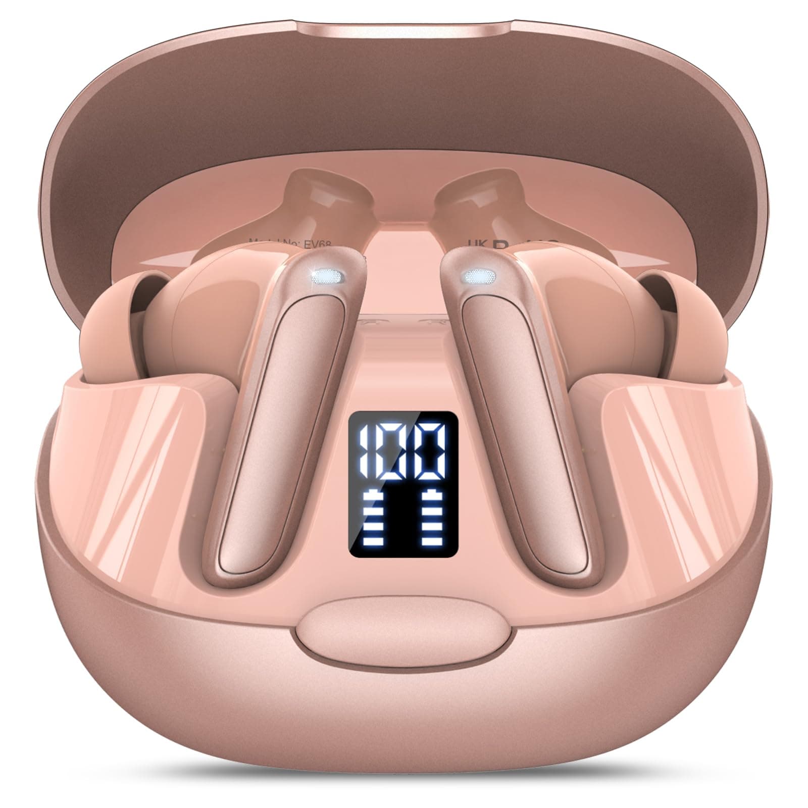 AI Kopfhörer Übersetzer, 3-in-1 Sprachübersetzer Kopfhörer 164 Sprachen mit App, 5 Übersetzungsmodi Echtzeit Übersetzer Ohrhörer, 48H Bluetooth 5.3, Roségold