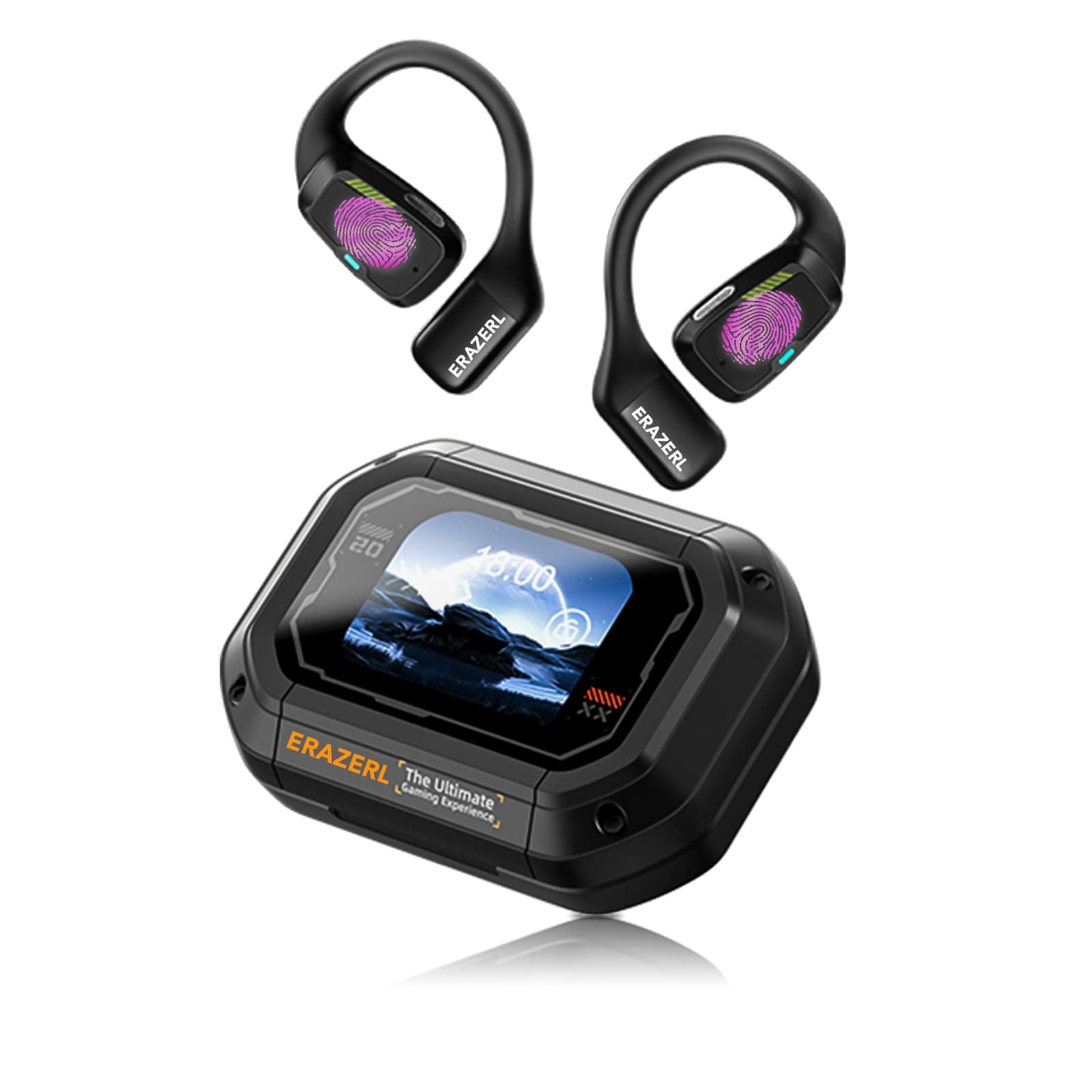 ERAZERL XP6 Ki Übersetzer Kopfhörer,Echtzeit-Übersetzung Ohrhörer unterstützen 134 Sprachen Bluetooth-Übersetzung &Konferenzzusammenfassung,Open Design Sprachübersetzung Ohrhörer mit Digitalanzeige Schwarz