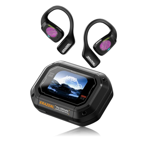 ERAZERL XP6 Ki Übersetzer Kopfhörer,Echtzeit-Übersetzung Ohrhörer unterstützen 134 Sprachen Bluetooth-Übersetzung &Konferenzzusammenfassung,Open Design Sprachübersetzung Ohrhörer mit Digitalanzeige Schwarz