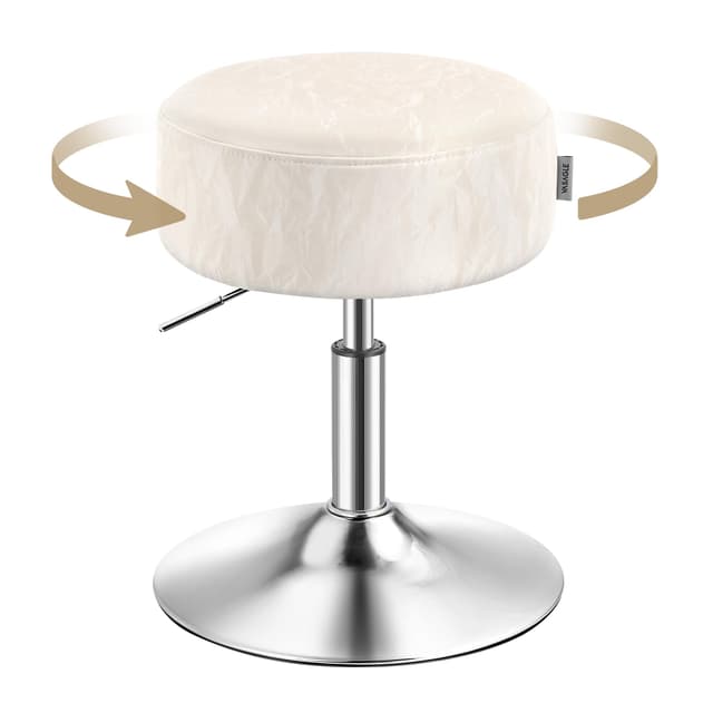 VASAGLE Schminkhocker, Schminkstuhl, Barhocker, höhenverstellbar, 360° drehbar, PU, Dicke Polsterung, für Schlafzimmer, Küche, Esszimmer, modern, cremeweiß LJB120W01 1 Cremeweiß