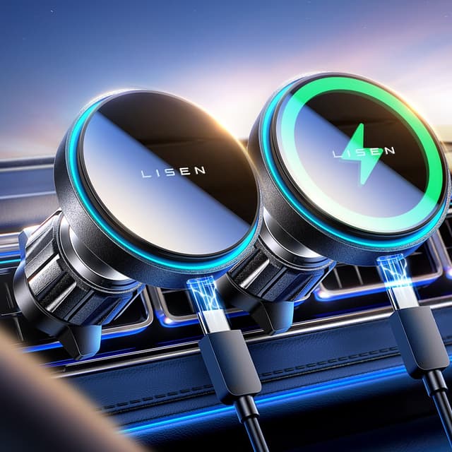 LISEN 15W für Magsafe Autohalterung Handyhalterung Auto mit Ladefunktion, Mag Safe Ladegerät Auto Lüftung Kfz-Handyhalterung mit Ladefunktion,Ladegerät Magnet für iPhone 16/15/14/13/12 Serie Schwarz