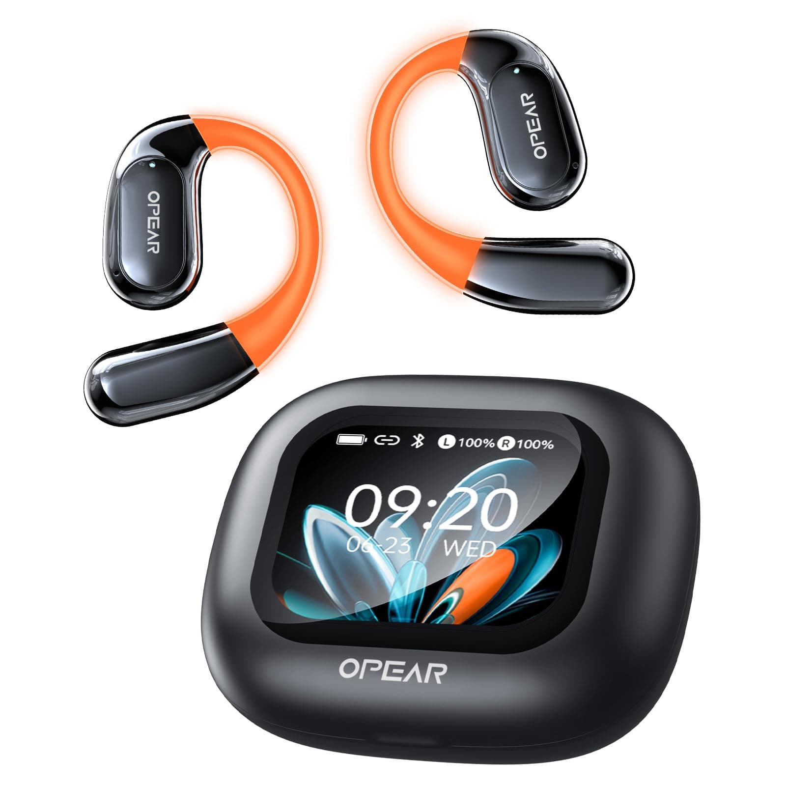 NE27 AI Übersetzer Kopfhörer in Echtzeit, Übersetzungskopfhörer für 134 Sprachen mit LCD Touchscreen, Open Ear Sprachübersetzer Kopfhörer, Kompatibel mit iOS & Android für Reisen, Business, Lernen Schwarz