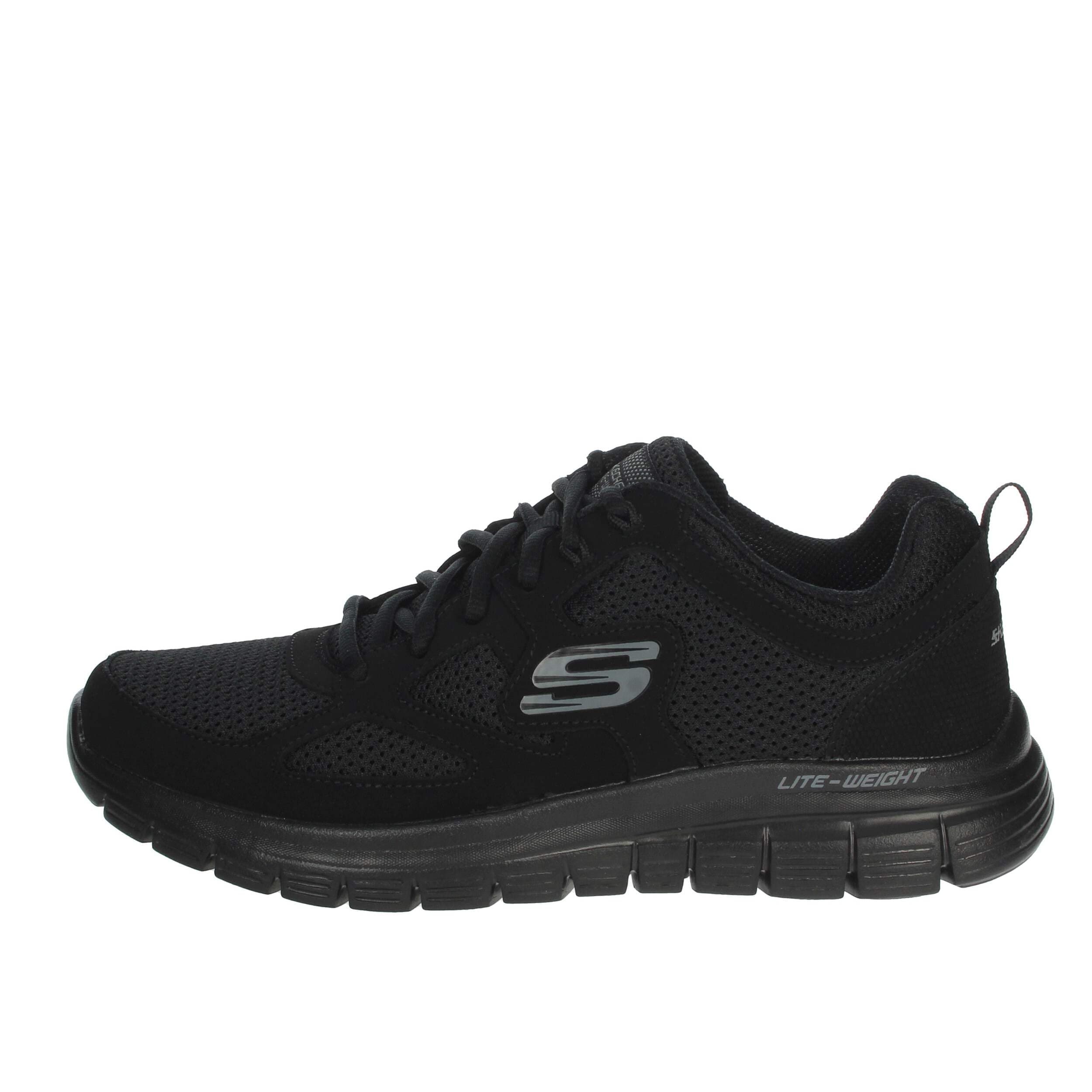 Skechers Burns- Agoura Herren Turnschuhe 43 EU Black Leather Mesh Trim