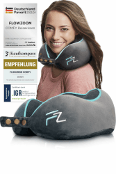 FLOWZOOM Comfy Nackenkissen Flugzeug & Auto - Einstellbares Memory Foam Reisekissen mit flexiblen Druckknöpfen für 360° Stütze, atmungsaktiver weicher Bezug - inkl. Transportbeutel - Grau Comfy - Grau Angebot bei HelloDeals