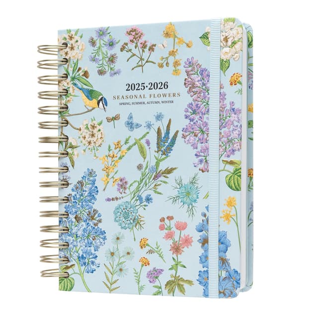 Kokonote Schülerkalender 2025/2026 Kalender 2026 Buchkalender A5 Seasonal Flowers - Studienplaner Schulplaner Tagesplaner Terminplaner 2025 2026 A5 Ringbuch Schulanfang Geschenke Schulsachen Aesthetic