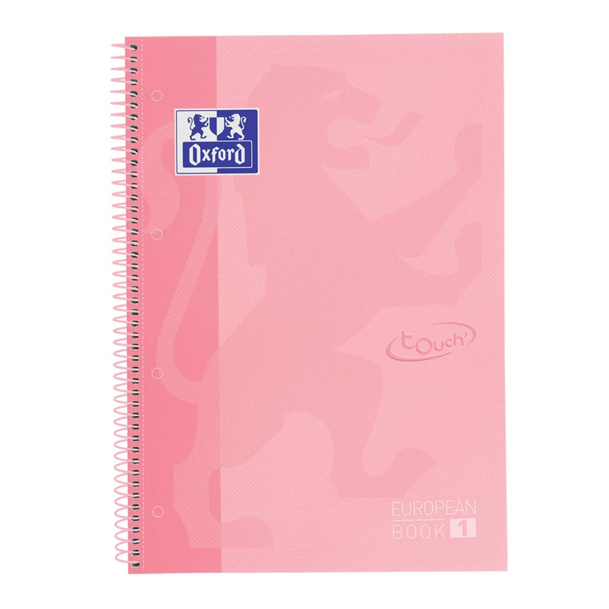 Oxford A4 European Book 1, kariert, 160 Seiten mit farbigen Rändern, Touch Hardcover, mit Whiteboard, pastell rosa Rosa Unica Kariert