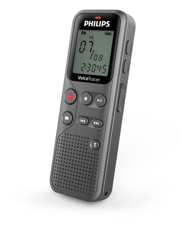 Philips VoiceTracer Audiorecorder DVT1120 - Mono WAV/PCM, 46 Std, 8GB, One-Touch-Aufnahme, USB PC-Anschluss, Grau 8 GB