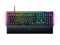 Razer BlackWidow V4 (Green Switch) - Mechanische Gaming-Tastatur - Razer Snap Tap (Mechanische Clicky Switches, 6 Makro-Tasten, Doubleshot-ABS-Tastenkappen, RGB Chroma) QWERTZ DE-Layout | Schwarz BlackWidow V4 QWERTZ DE-Layout Green Clicky Switch Angebot bei HelloDeals