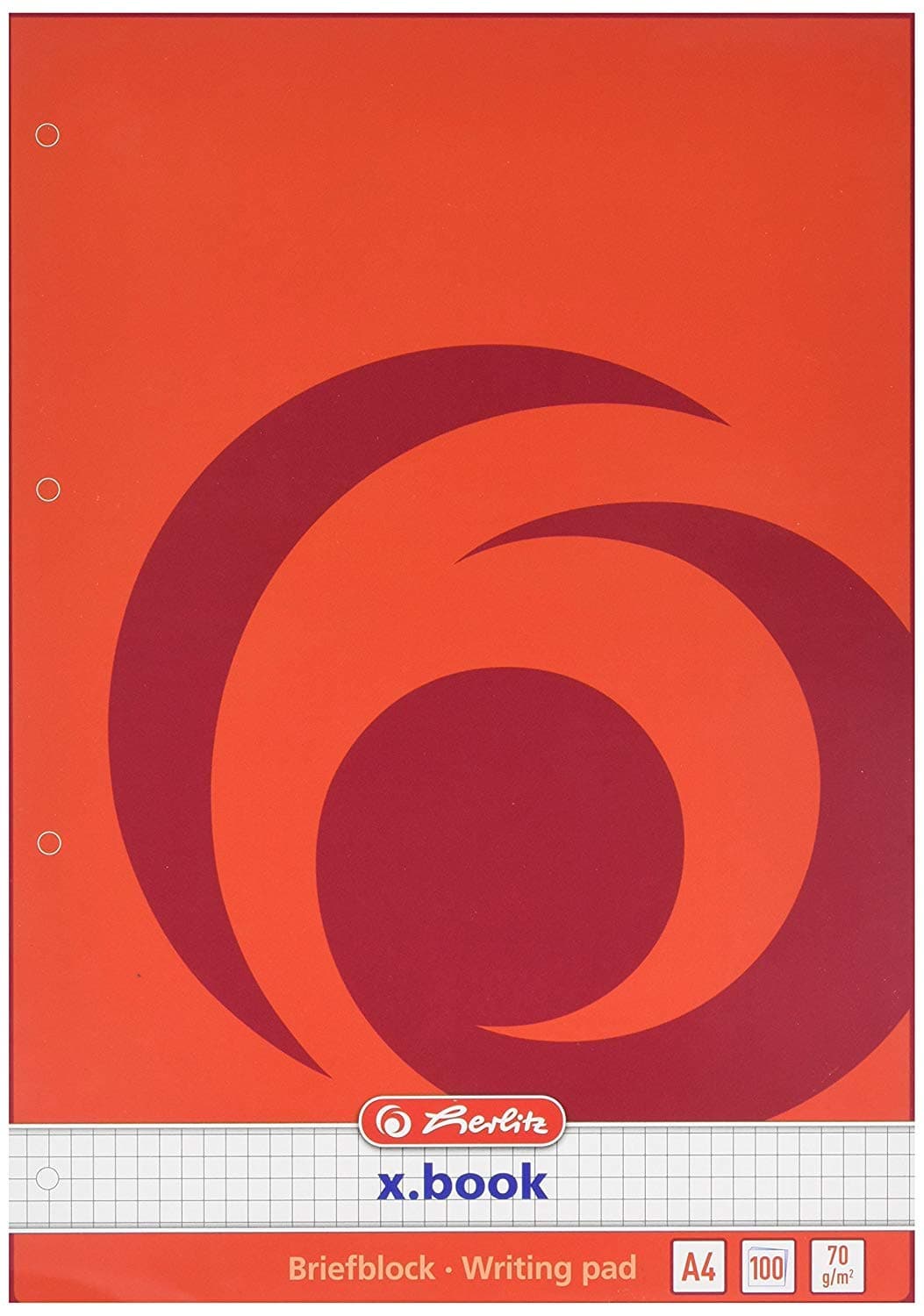Herlitz Schulblock x.book A4, Lineatur 22, 50 Blatt, kariert ohne Rand, 5 Stück kariert gelocht Kariert