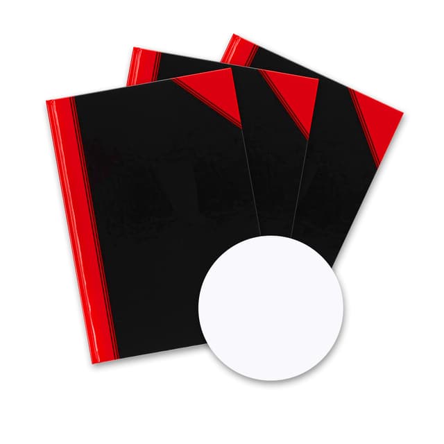 Bantex Notizbuch A4 blanko, 192 Seiten, 70 g/m², Hardcover, schwarz, 3 Stück 3 blanko