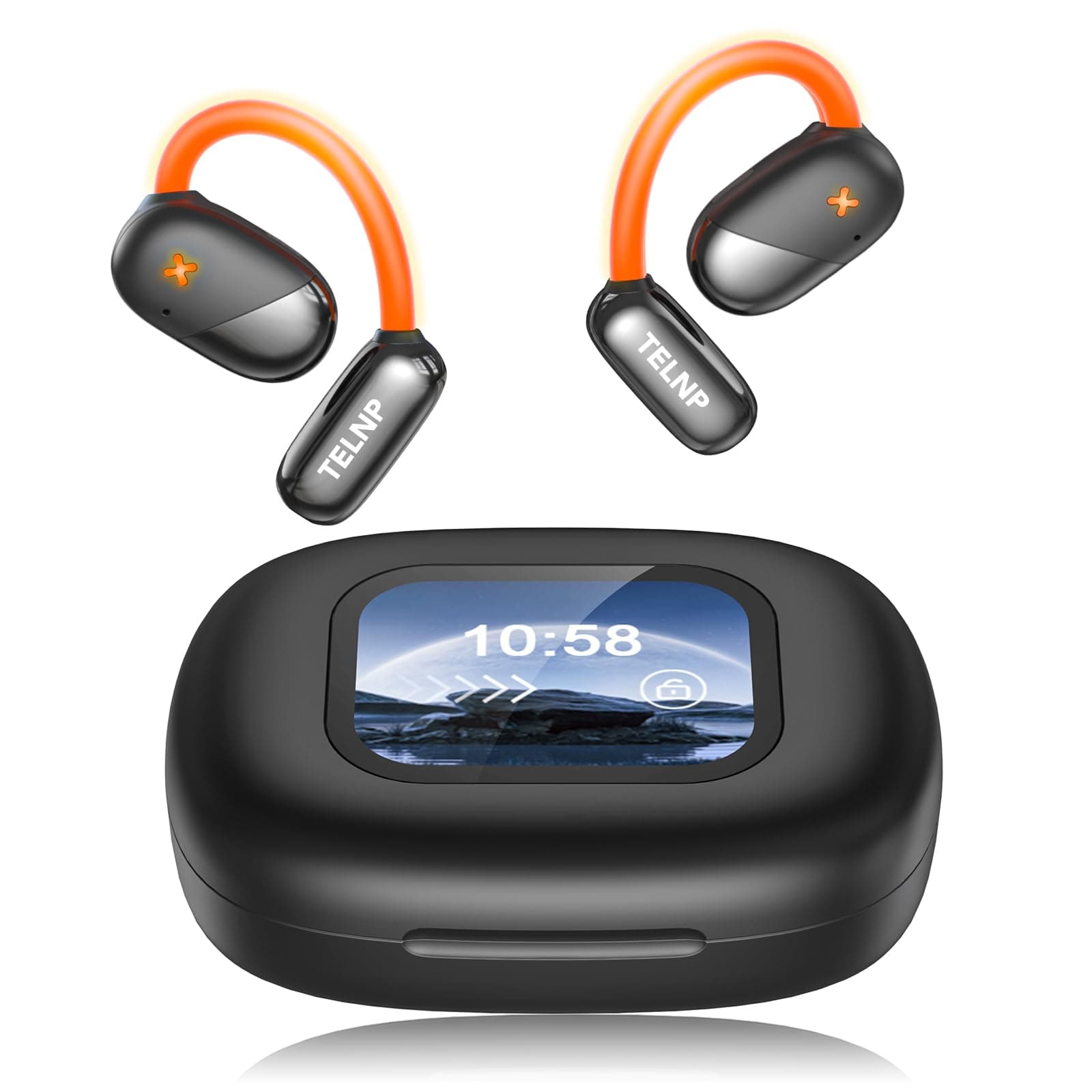 TELNP XF33 AI Kopfhörer Übersetzer,3 in 1 KI Übersetzungskopfhörer 40H Bluetooth 5.4 mit berührbarem LCD-Bildschirm für Echtzeitübersetzung von 135 Sprachen,für iOS&Android,Geeignet & Business&Reisen Schwarz