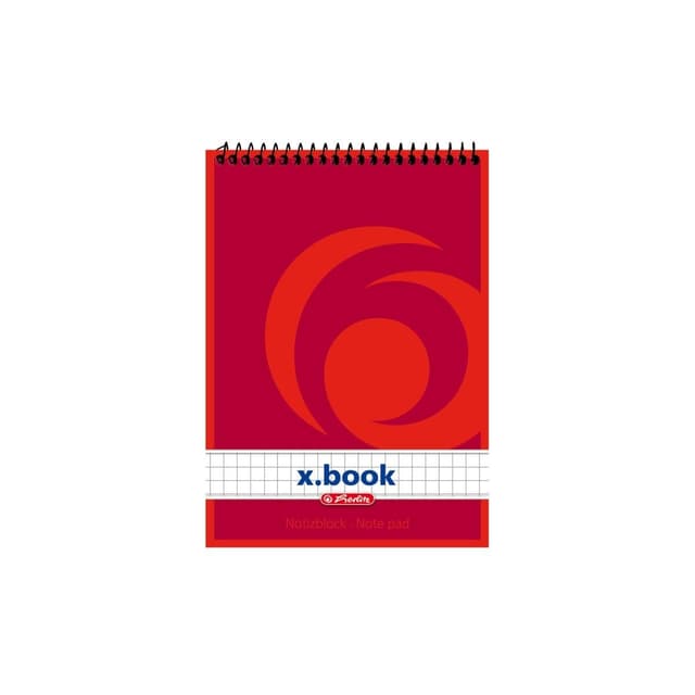 Herlitz Spiral-Notizblock x.book A6, kariert, 50 Blatt, ohne Rand, 10 Stück A6 kariert