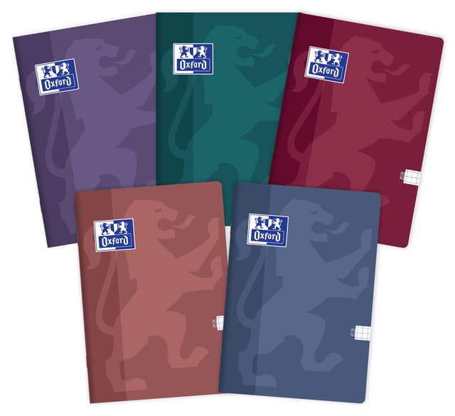 Oxford Touch Trend Notizbuch A5, 60 Blätter, kariert, 5er Pack, Farbenmix