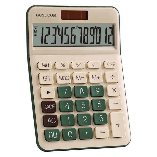 GUYUCOM Taschenrechner Klein mit Groß Tasten, 12-Digit Taschenrechner Klein mit großem Display für Schule, Büro,Office,Outdoor Doppelte Macht Empfindlicher Knopf(Grün) Einzeilige Anzeige Grün