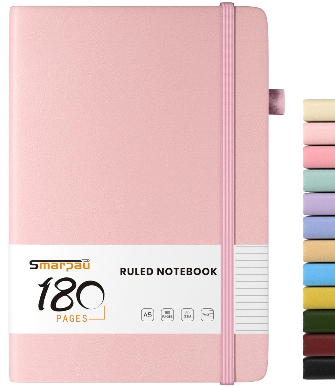 Smarpau Notizbuch A5, Hardcover Liniert Journal mit 180 Seiten 80gsm dickes Papier, Leder Tagebuch, Journal Notizblock für Frauen und Männer für Schule, Arbeit, Zeichnen, 14.5 x 21cm - Rosa 1 Stück Rosa
