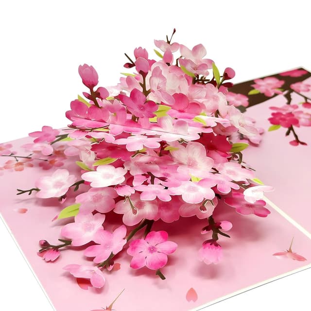 YianHien Kirschblüten Geburtstagskarte Frau, Schick Romantische 3D Sakura Karte Geburtstag für Frauen, Pop Up Karte zum Geburtstag Verlobung Hochzeit Jubiläum Lehrertag Dank Ruhestand Jugendweihe
