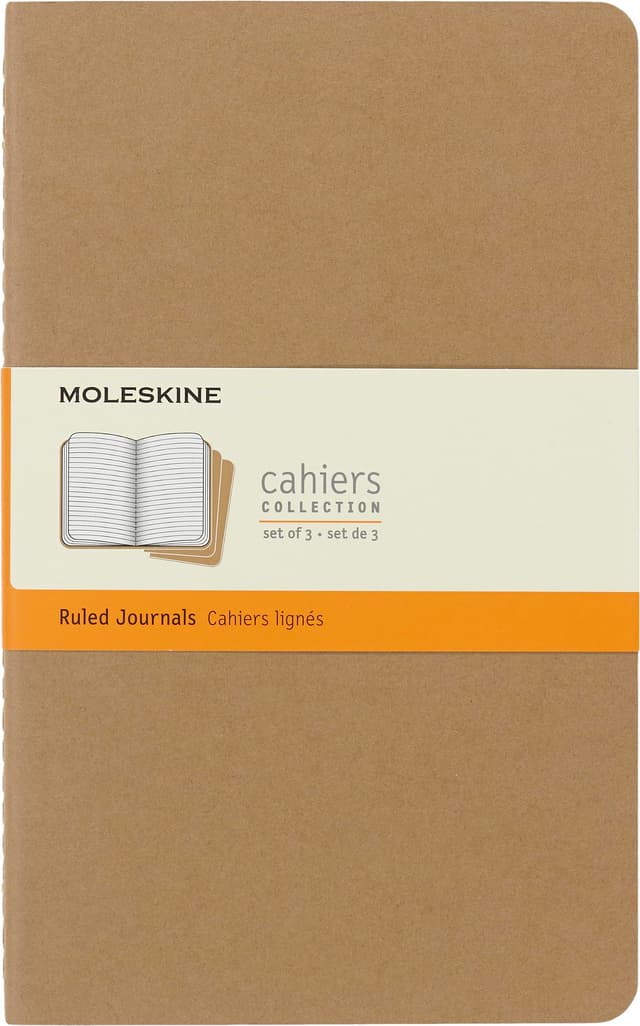 Moleskine Cahier Journal (3er Set Notizbücher mit linierten Seiten, Kartoneinband und Baumwollstickerei, Large 13 x 21 cm, 80 Seiten) Packpapier-Braun Packpapier-Braun Large