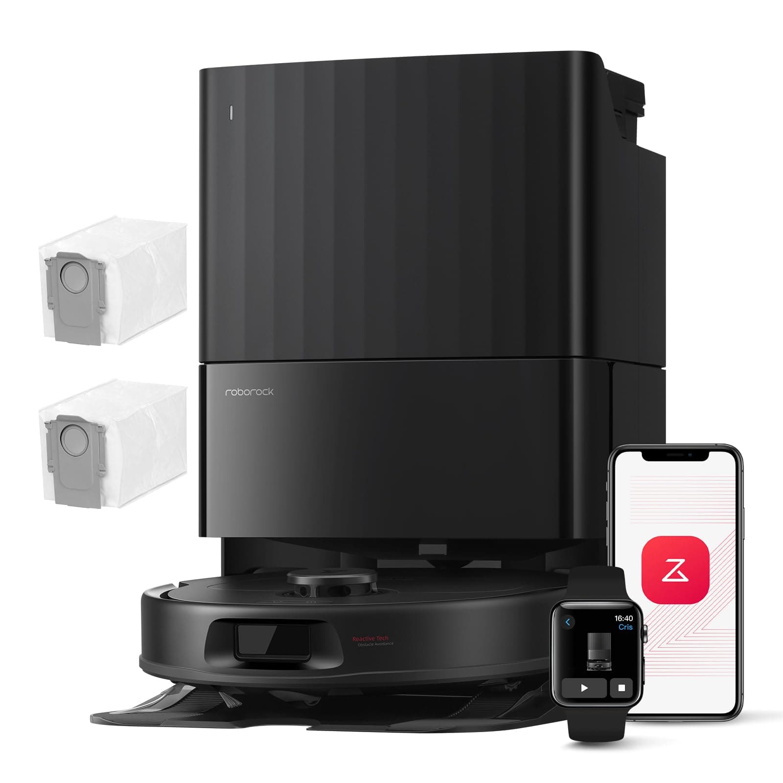 roborock Qrevo Serie Saugroboter mit Wischfunktion, 8000Pa Saugkraft(verbessert von Qrevo S), Anti-Verfilzungs-Seitenbürste, Hindernisvermeidung, LiDAR-Navigation, All-in-One Dock,Schwarz(QV 35A Set) QV 35A5 Set