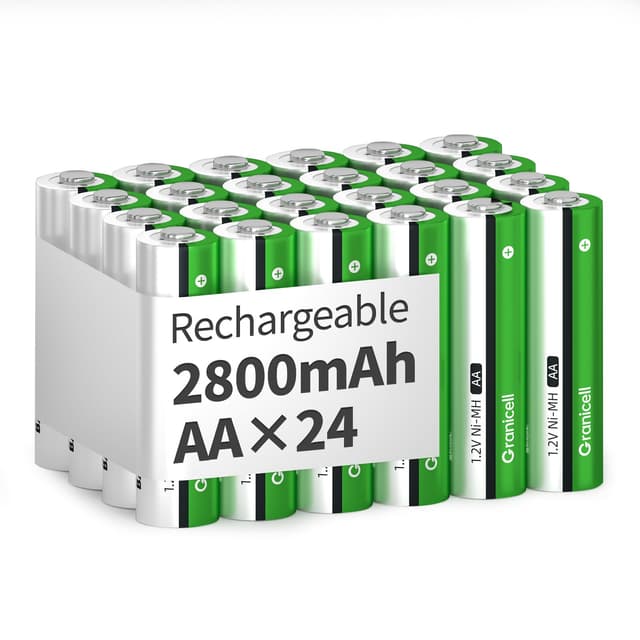 Granicell AA Wiederaufladbare Batterien 2800 mAh Hohe Kapazität 1500 Zyklen, 1.2V NiMH Niedrige Selbstentladung AA Batterie, 24er Pack 24 Stück