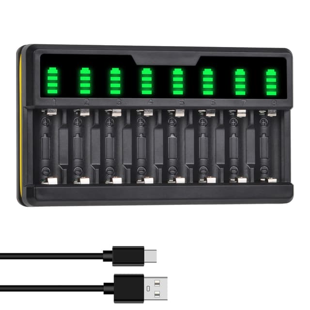 DuraPro LED 8 Slots Universal Intelligent USB Ladegerät für Arlo Kameras (VMC3030/VMK3200/VMS3330/3430/3530) Li-Ion Akkus