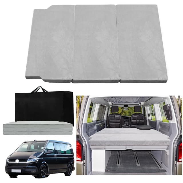 xxjolavv Verdickte tragbare Klappmatratze kompatibel mit VW T32 T4 T5 T6 T6.1 T7 Multivan California Beach Caravelle und Transporter Wohnmobil Camper zubehör 186 * 148 * 8cm grau