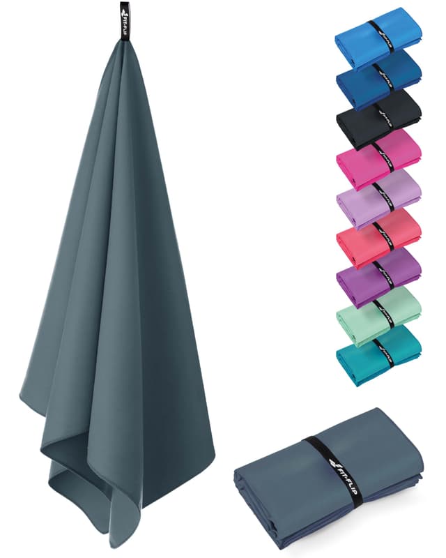 Fit-Flip Microfaser Handtücher - kompakt und leicht - Mikrofaser Handtuch schnelltrocknend - als Reisehandtuch, Sporthandtuch, Strandtuch - Badetuch groß - Fitness, Sport, Schwimmen Cool Grey 50x30cm - 1 Stück