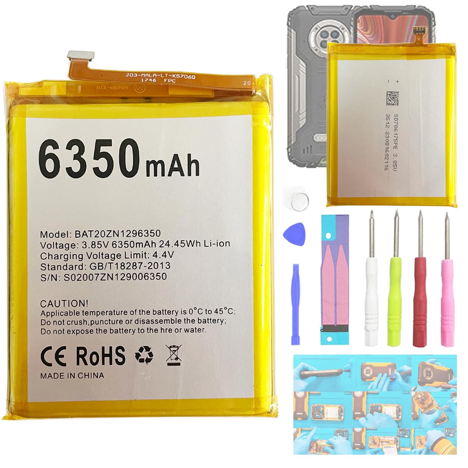 Aousavo BAT20ZN1296350 S96 PRO ersatz akku S96 PRO Kompatibel mit Doogee S96 PRO mit Toolkits