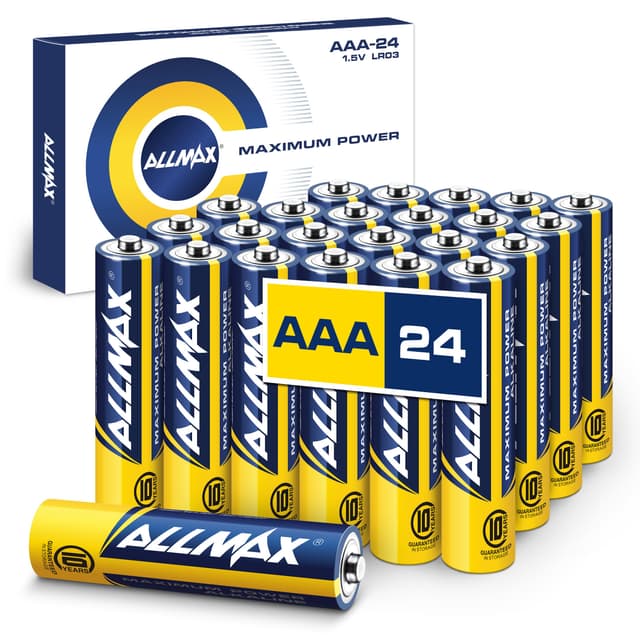 Allmax AAA Micro (LR03) Maximum Power Alkaline Triple A Batterien (24 Stück) - Ultra-Langlebigkeit, 10 Jahre Haltbarkeit, auslaufsicher, 1,5 V 24 Count (Pack of 1)